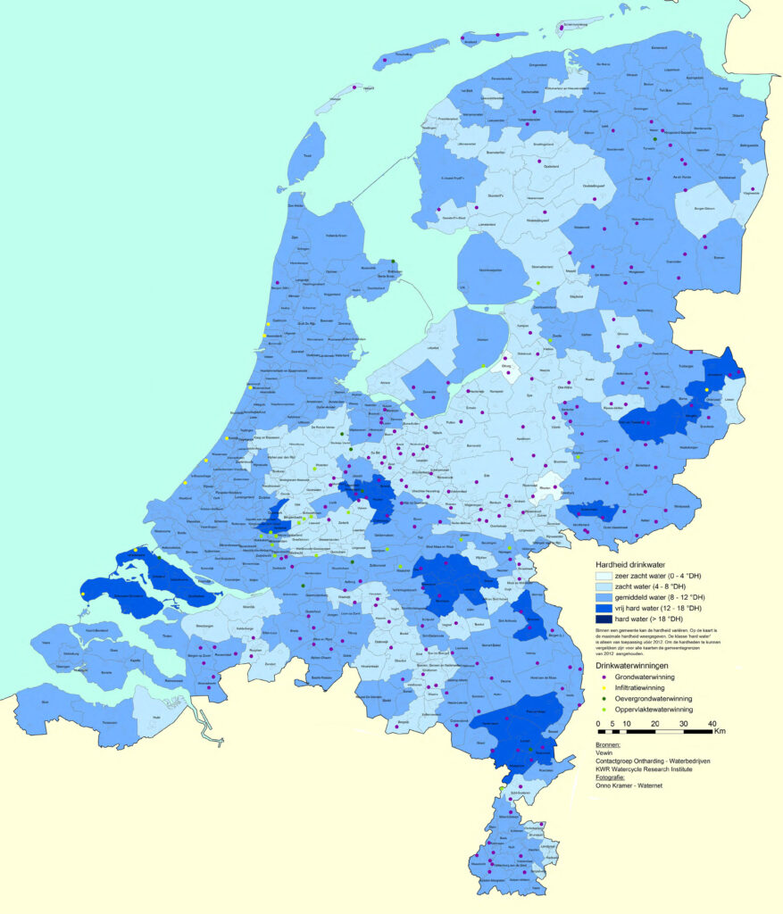Kaart waterhardheid Nederland